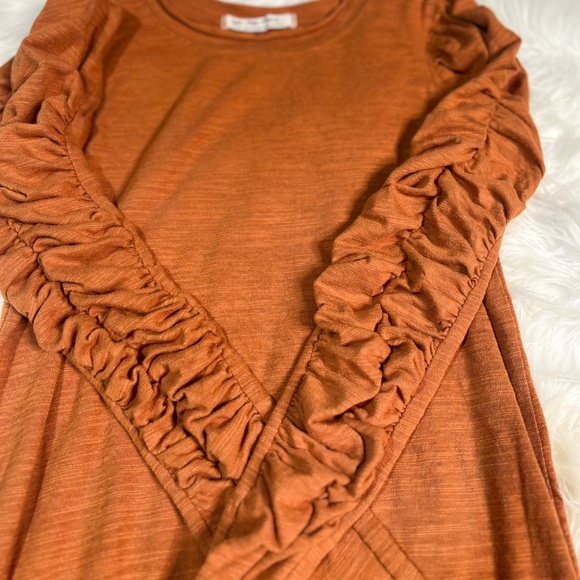 Shirred [We The Free ✵ People] Burnt Orange Tee | Ruched Long Sleeve Top | Small - Picture 11 of 12